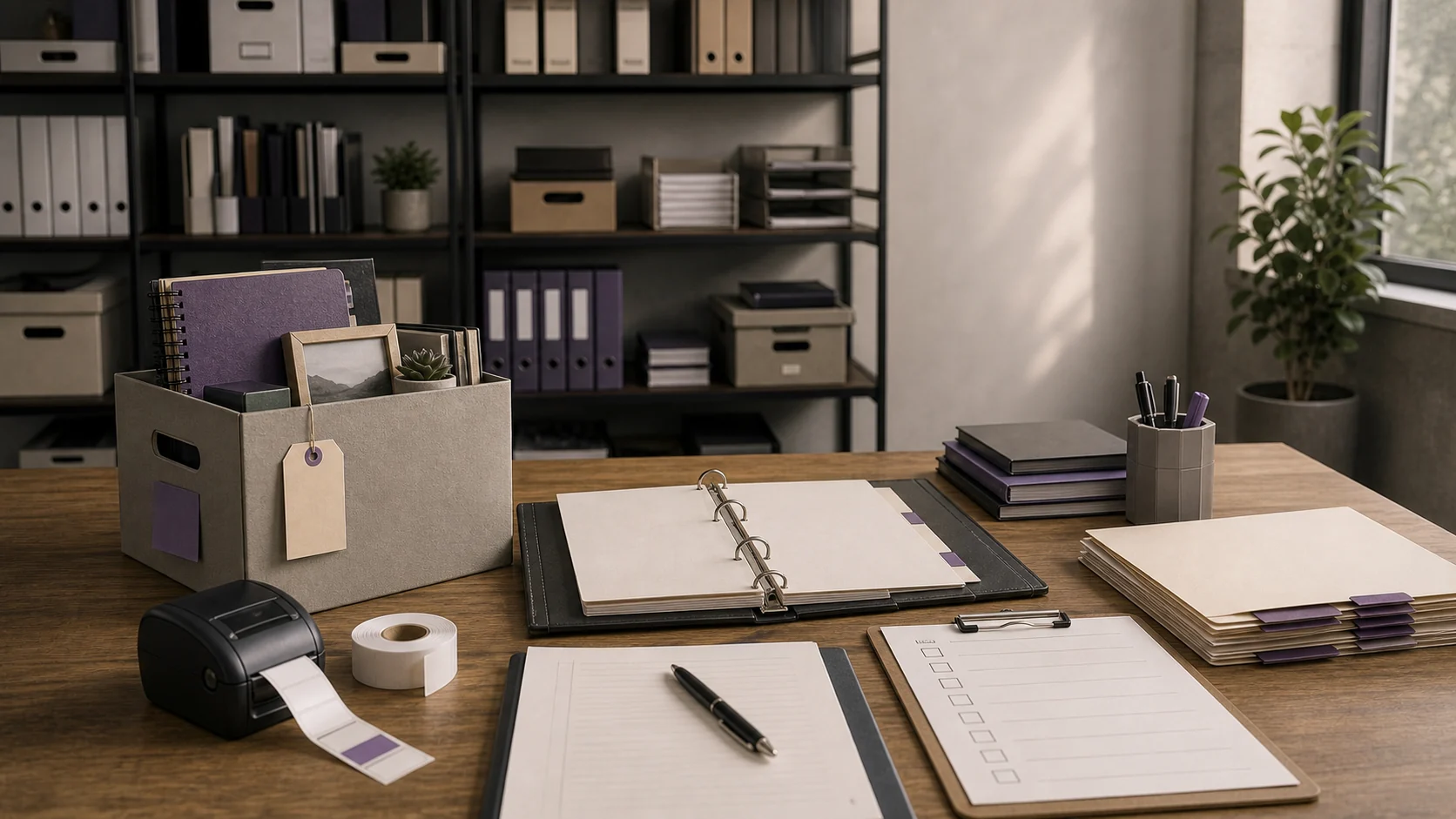 Back-office readiness setup with inventory shelf and operations binder